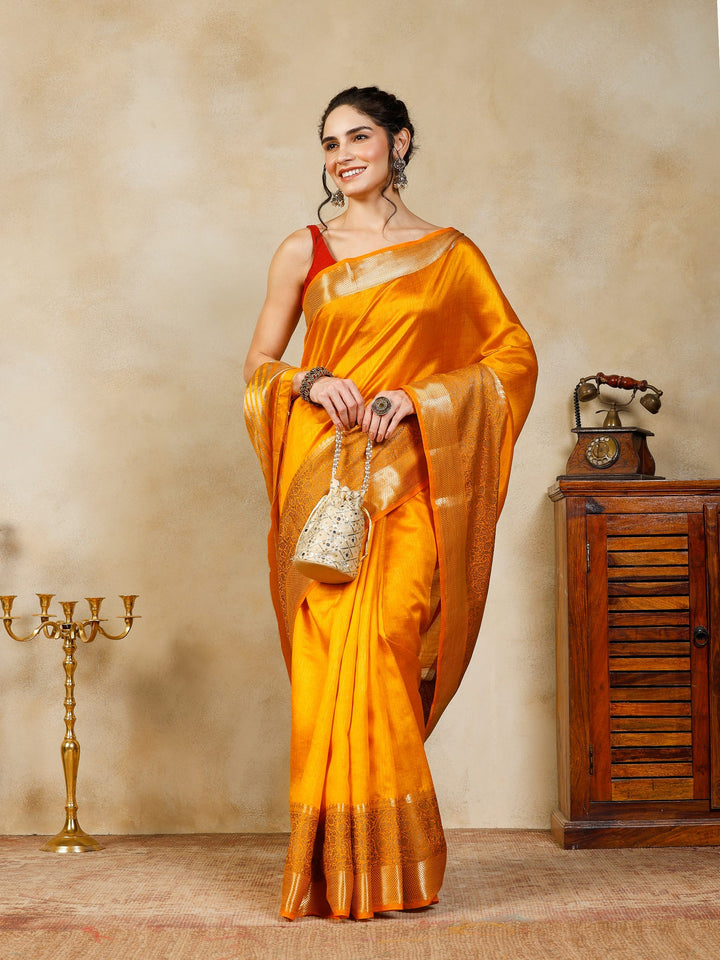 Mustard Woven Design Art Silk Saree