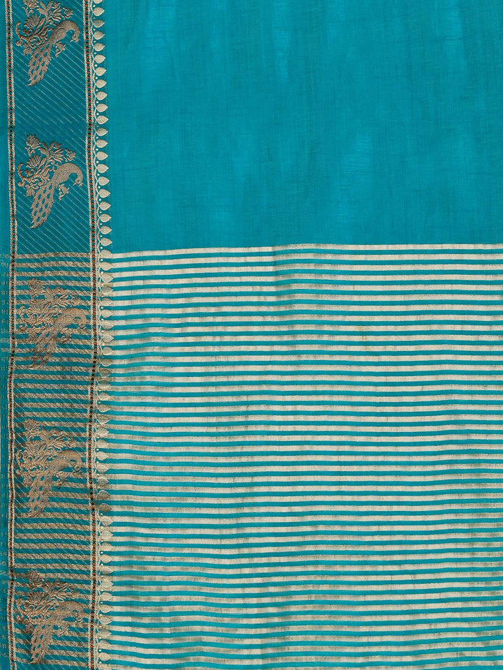 Lake Blue Woven Design Art Silk Saree