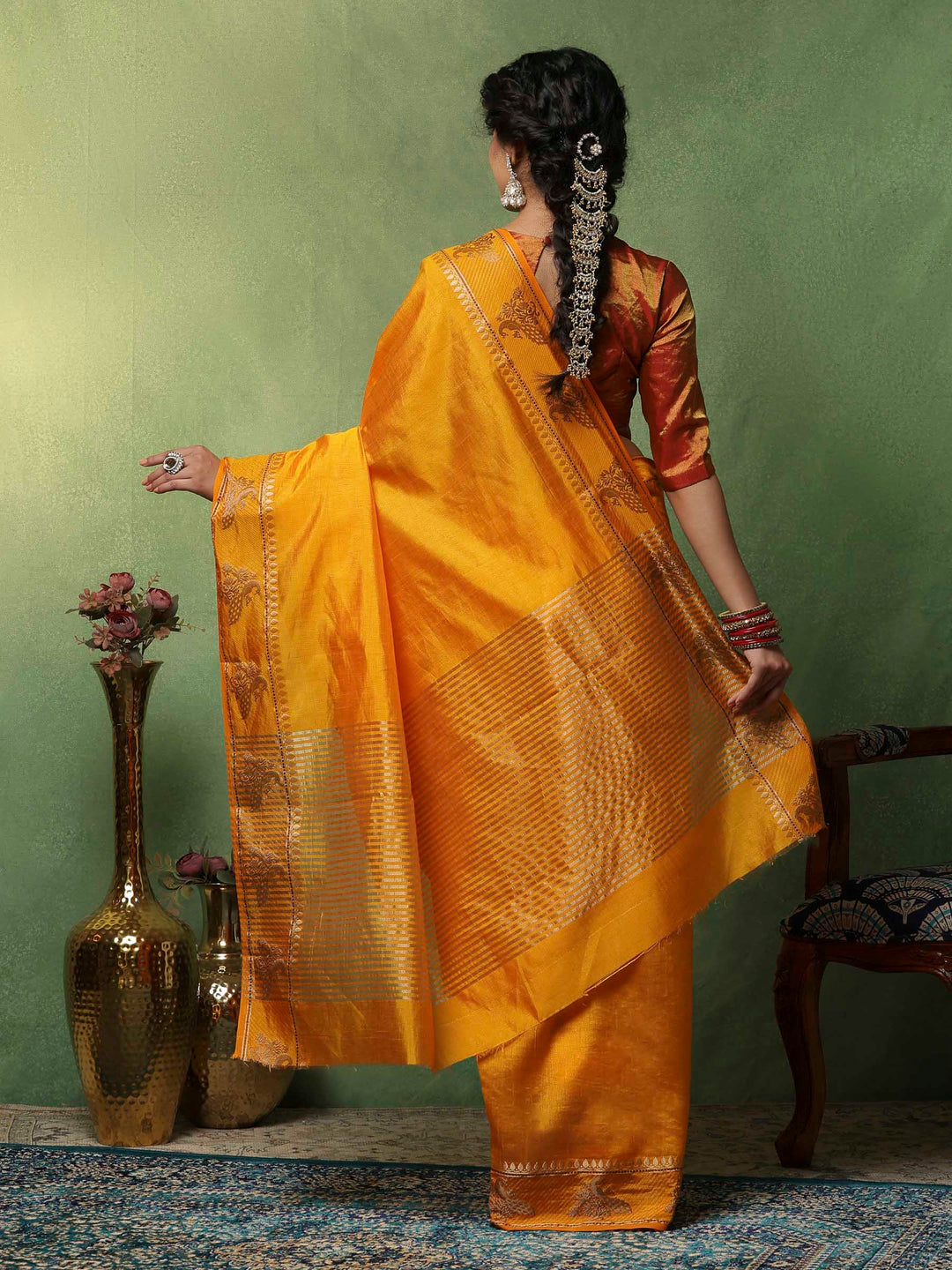 Mustard Woven Design Art Silk Saree