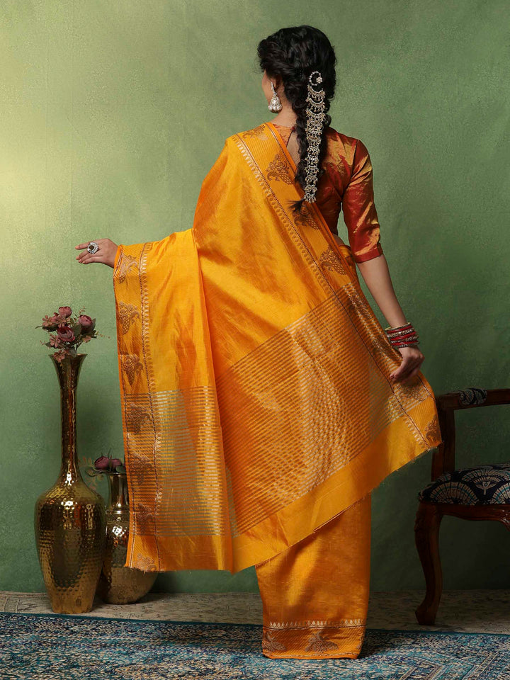 Mustard Woven Design Art Silk Saree