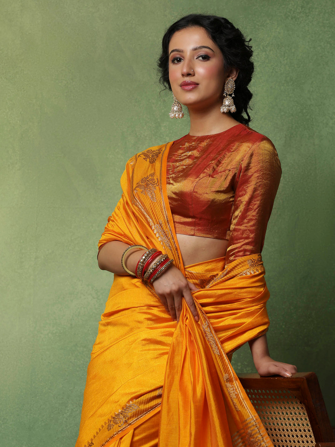 Mustard Woven Design Art Silk Saree