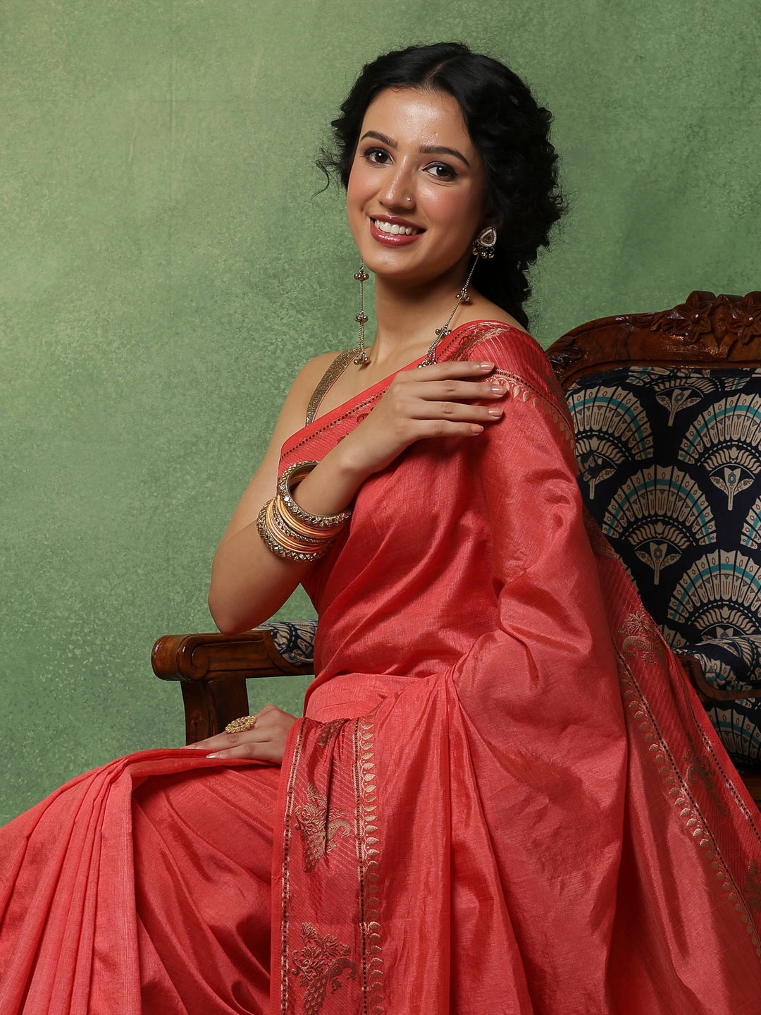 Pink Woven Design Art Silk Saree