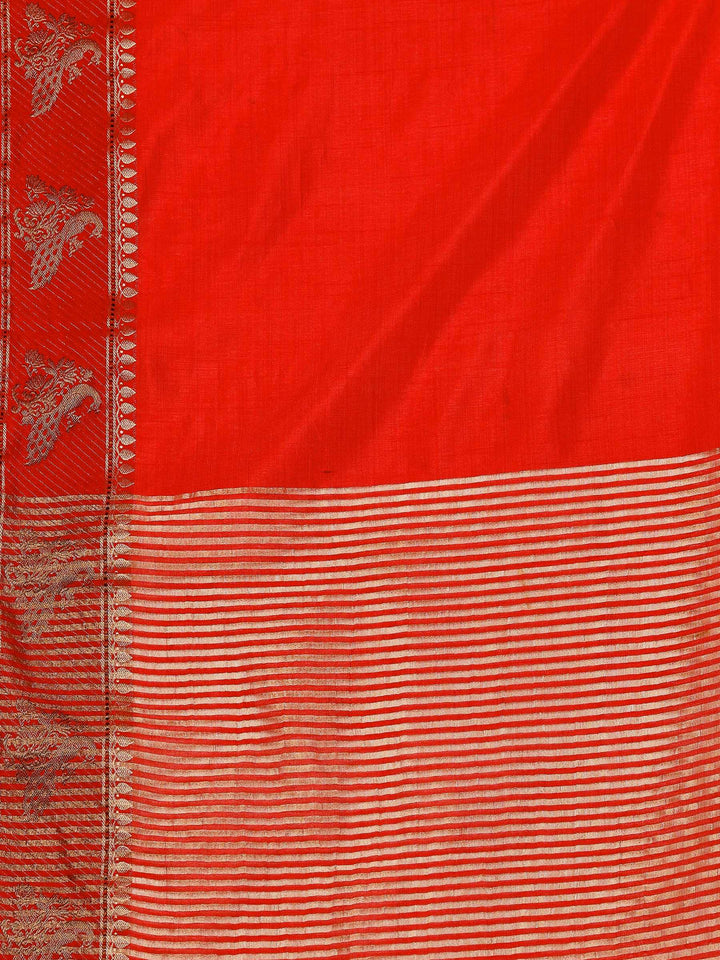 Red Woven Design Art Silk Saree