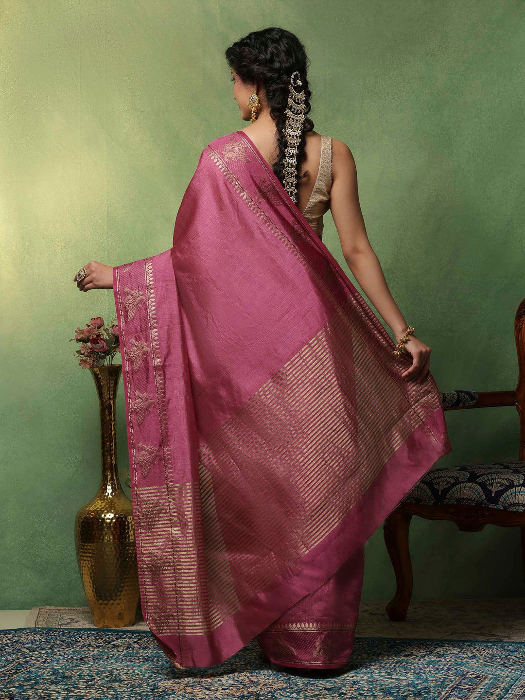 Wine Woven Design Art Silk Saree