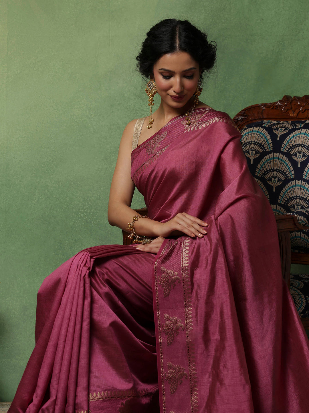Wine Woven Design Art Silk Saree