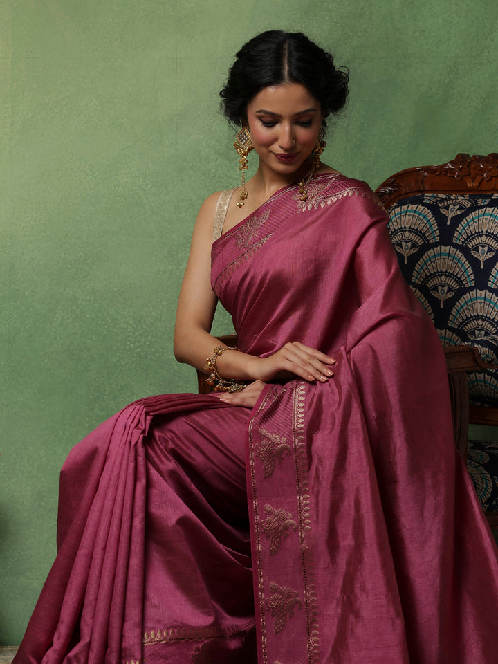 Wine Woven Design Art Silk Saree