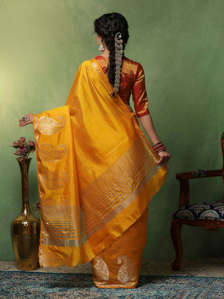 Mustard Woven Design Art Silk Saree