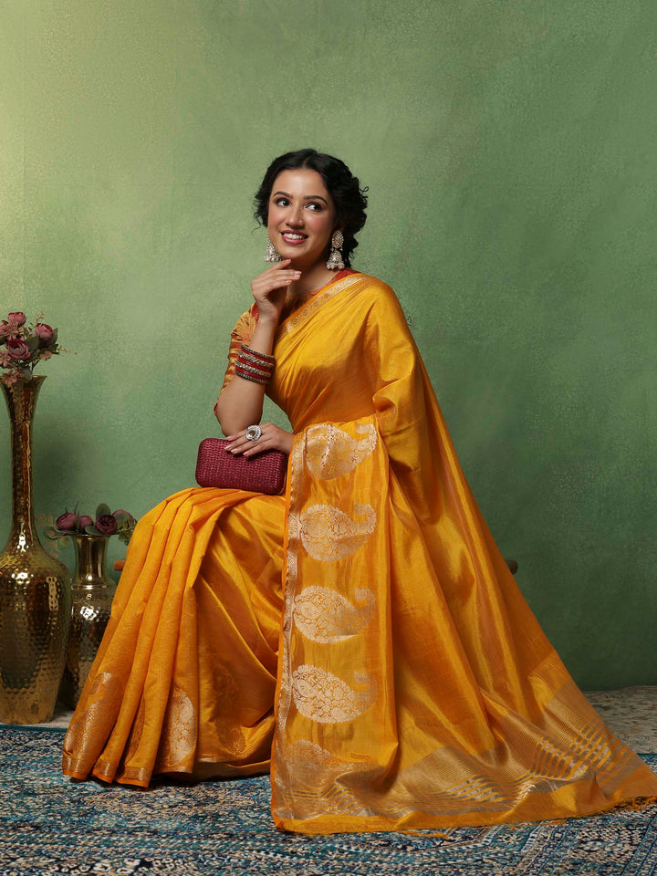 Mustard Woven Design Art Silk Saree