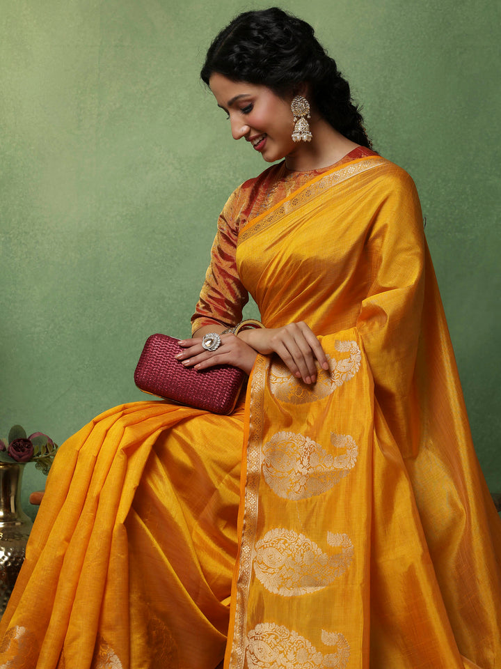 Mustard Woven Design Art Silk Saree