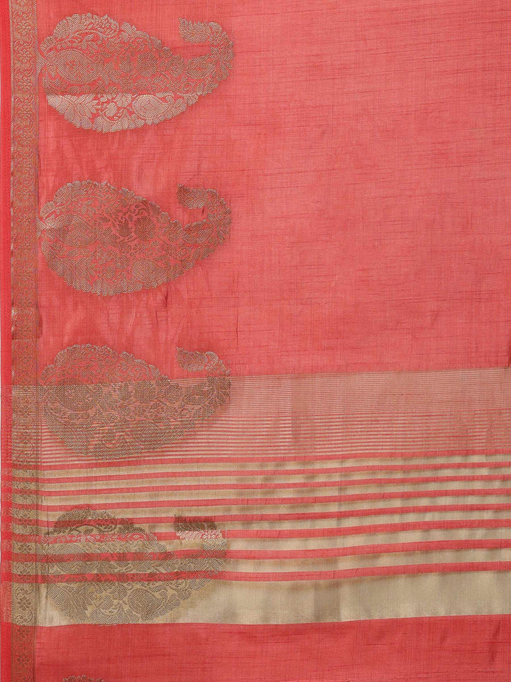 Pink Woven Design Art Silk Saree