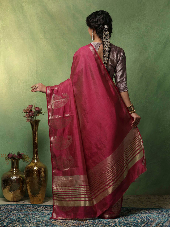 Wine Woven Design Art Silk Saree