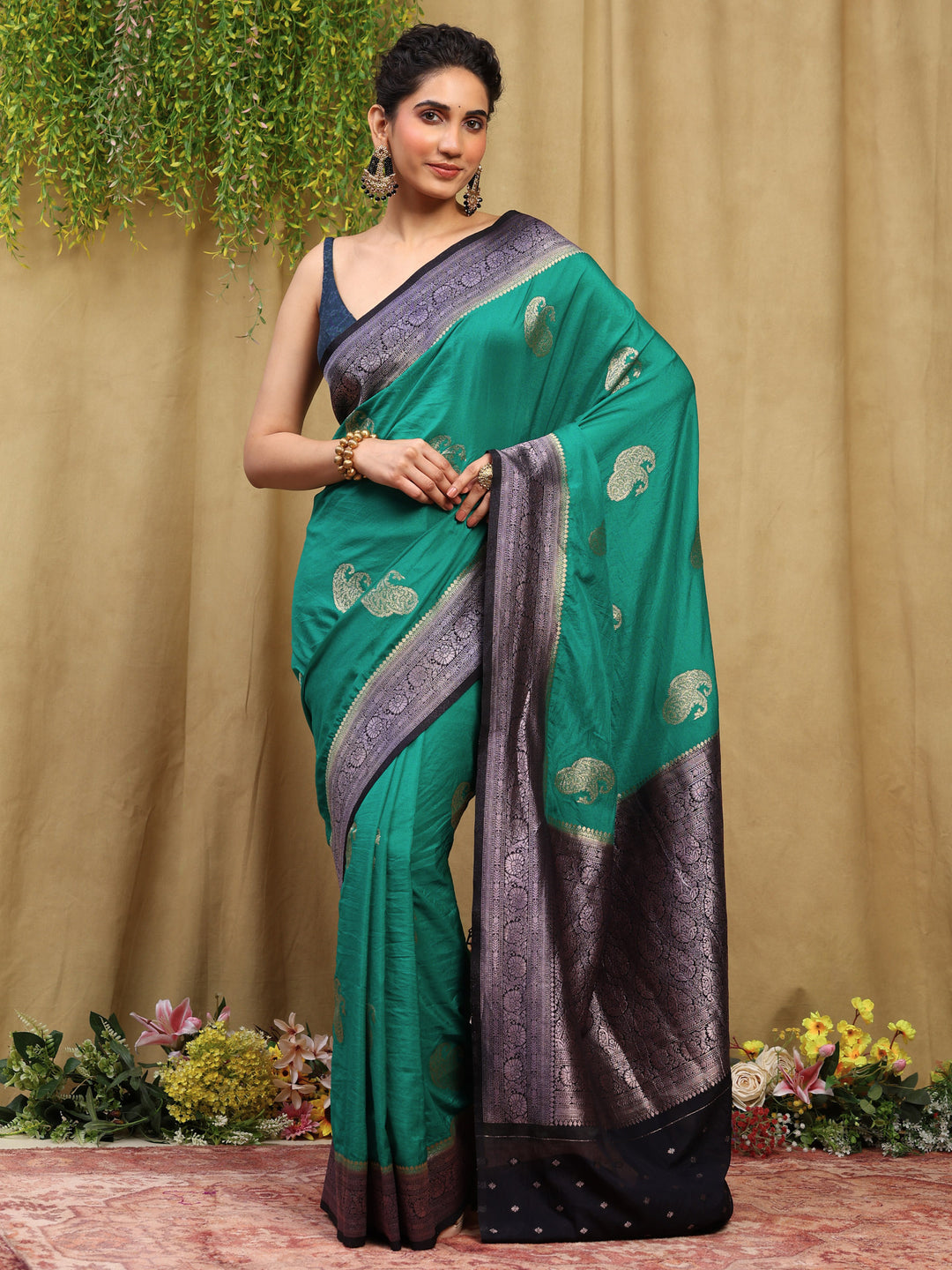 Green Woven Design Art Silk Saree