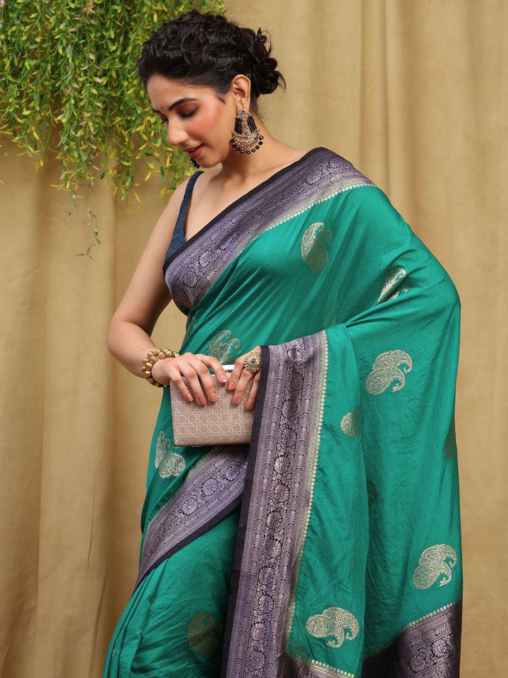Green Woven Design Art Silk Saree