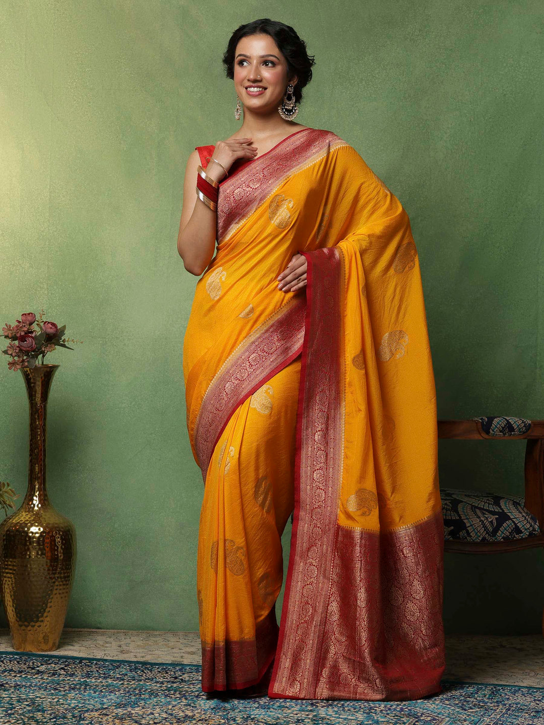 Mustard Woven Design Art Silk Saree