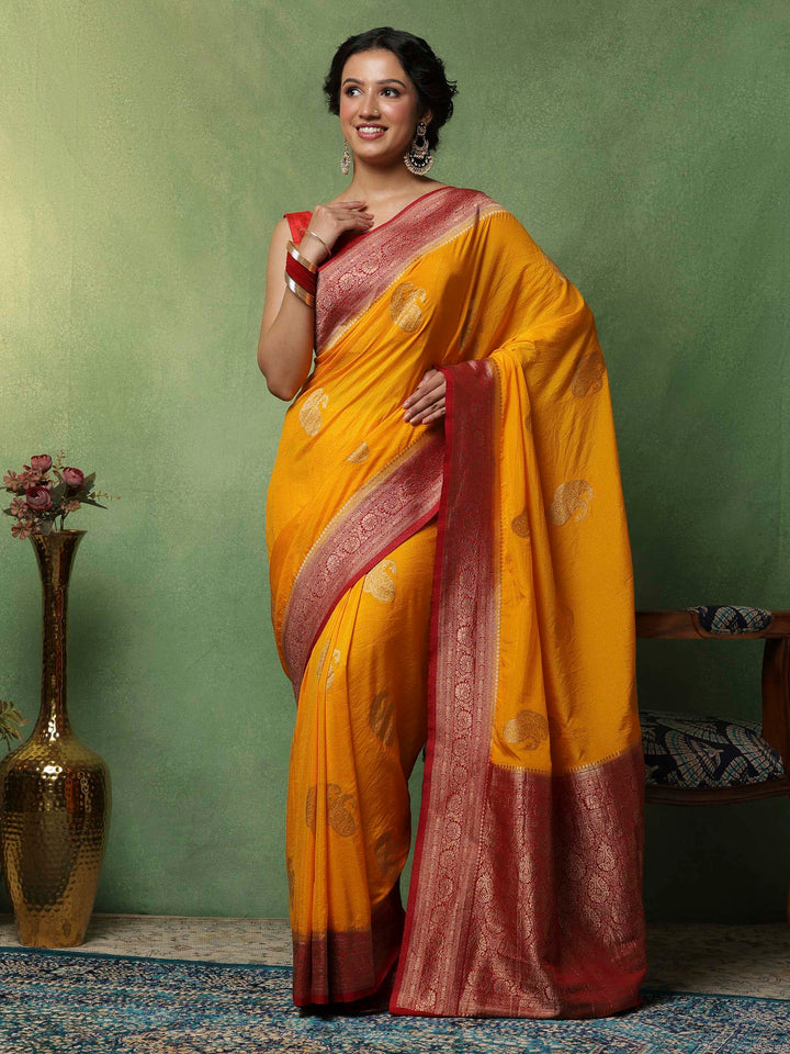 Mustard Woven Design Art Silk Saree