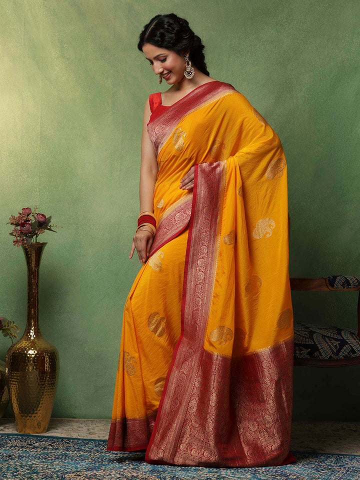 Mustard Woven Design Art Silk Saree