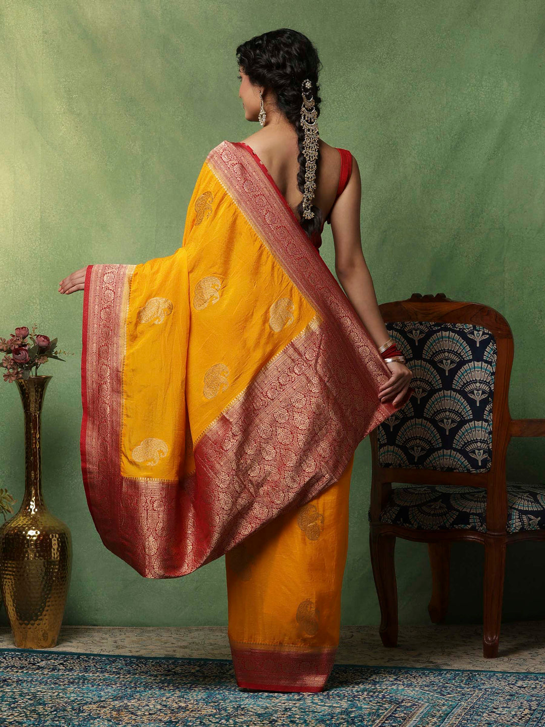 Mustard Woven Design Art Silk Saree