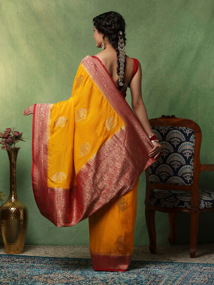 Mustard Woven Design Art Silk Saree
