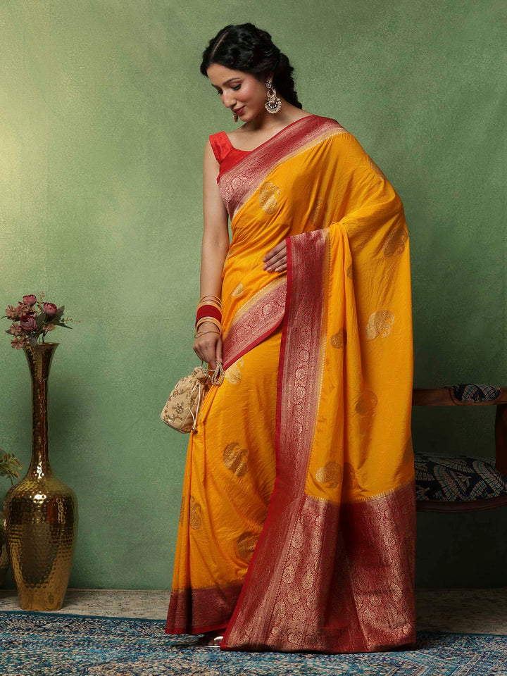Mustard Woven Design Art Silk Saree