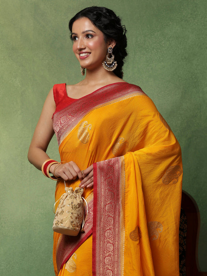 Mustard Woven Design Art Silk Saree