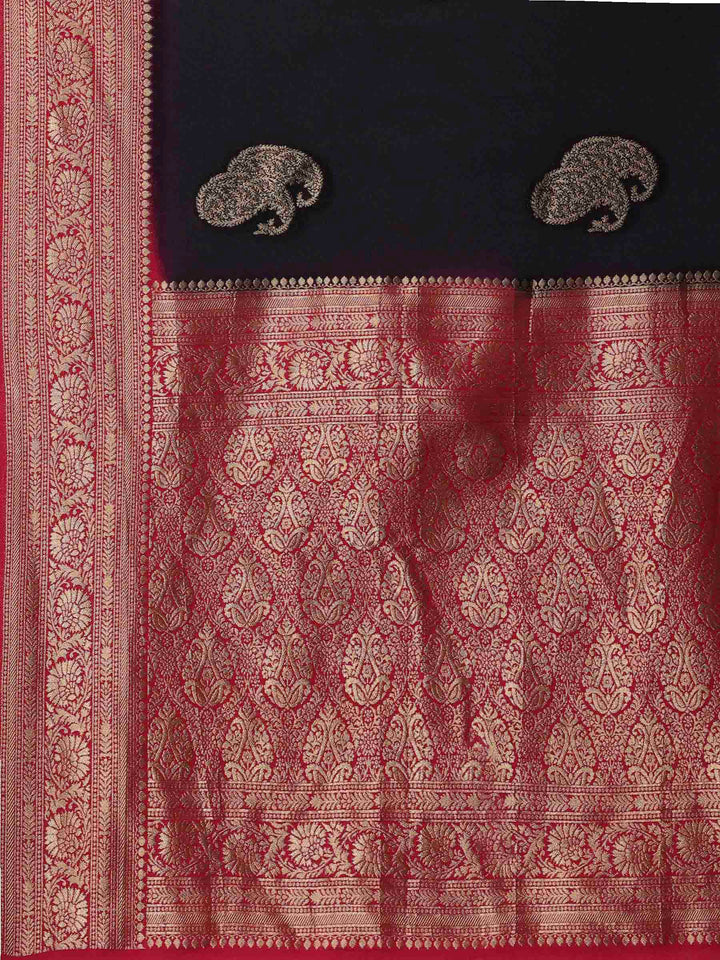 Navy Blue Woven Design Art Silk Saree
