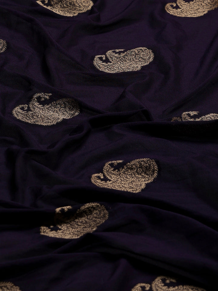 Navy Blue Woven Design Art Silk Saree