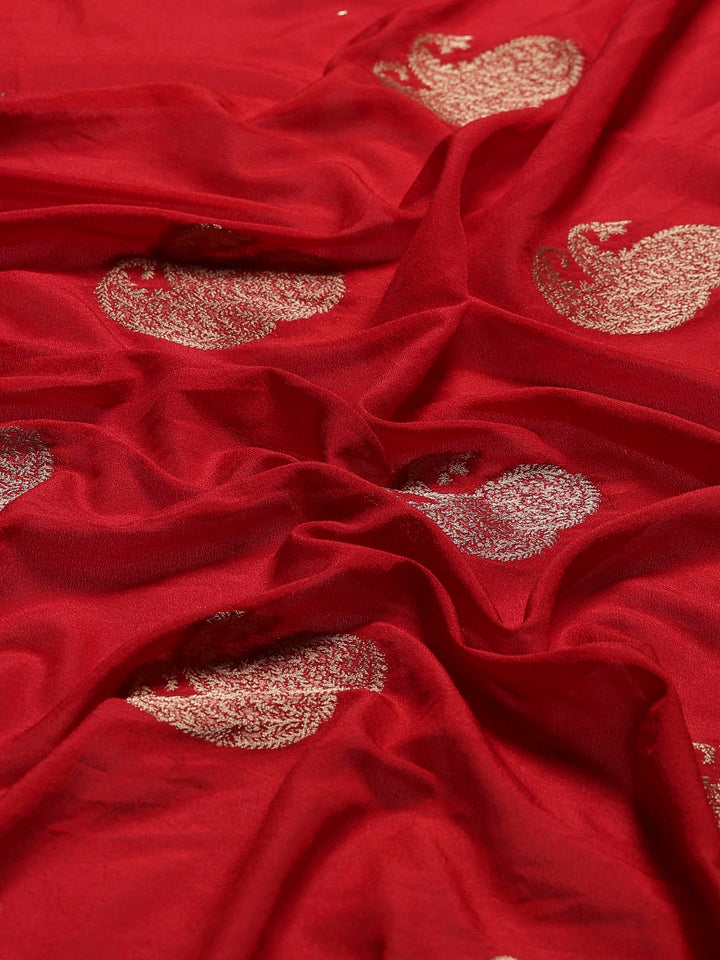 Red Woven Design Art Silk Saree