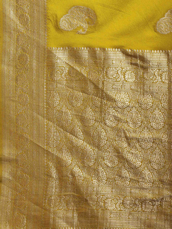 Lemon Zari Booti Art Silk Saree
