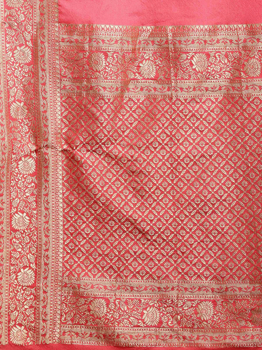 Peach Zari Booti Art Silk Saree