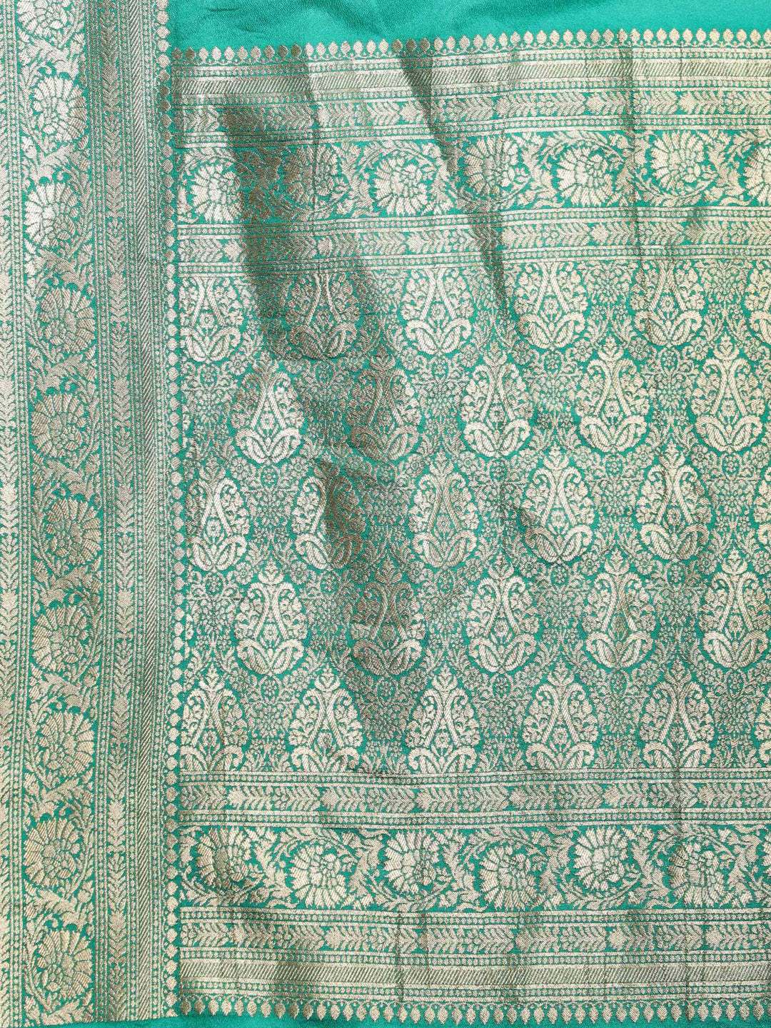 Rama Green Zari Booti Art Silk Saree