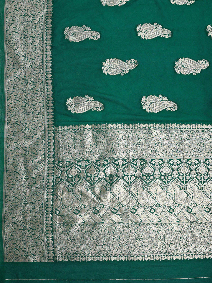 Bottle Green Woven Design Art Silk Saree
