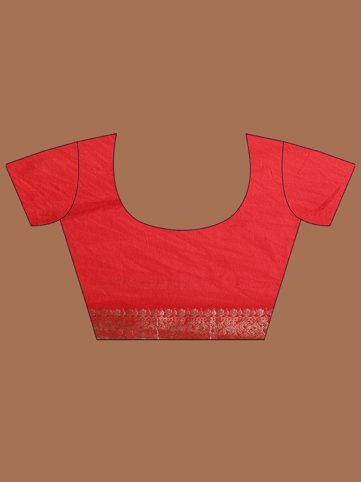 Red Zari Booti Art Silk Saree