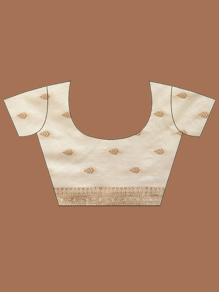Beige Zari Booti Art Silk Saree