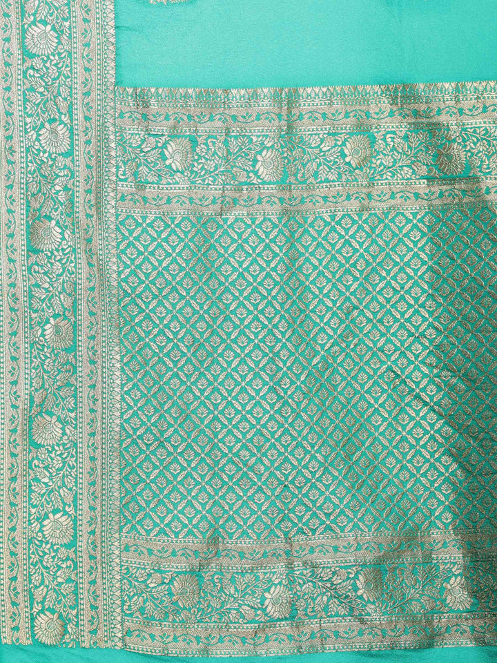 Rama Green Zari Booti Art Silk Saree