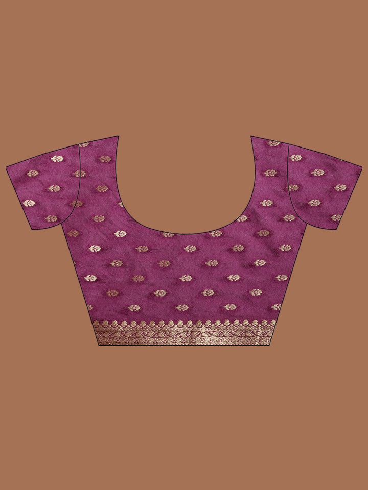Purple Zari Booti Art Silk Saree