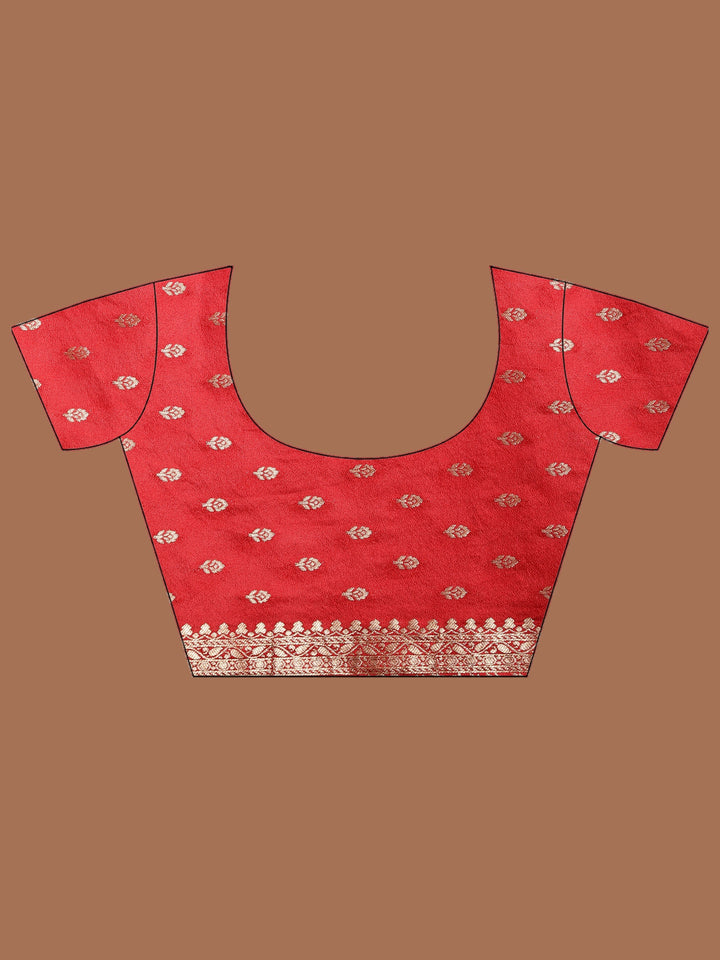 Red Zari Booti Art Silk Saree