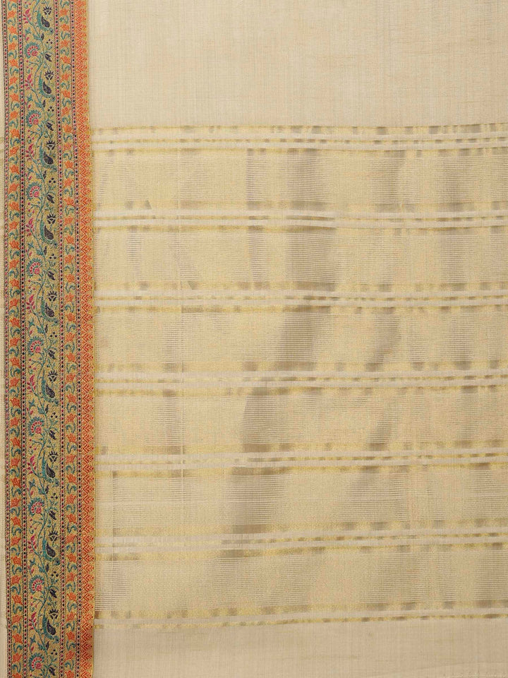 Beige Woven Design Art Silk Saree