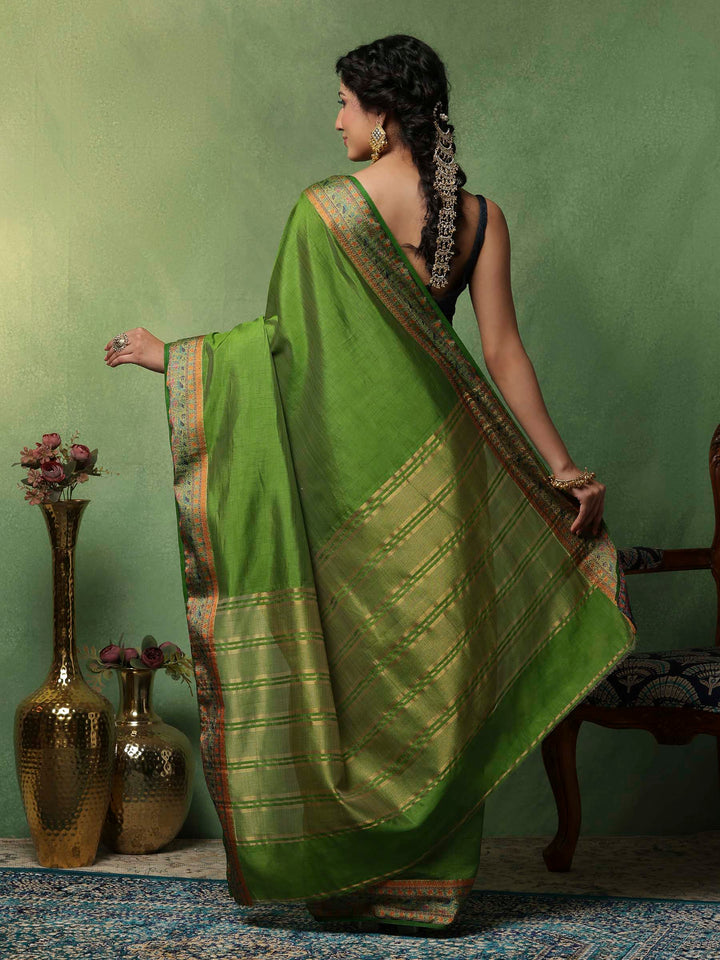Green Woven Design Art Silk Saree