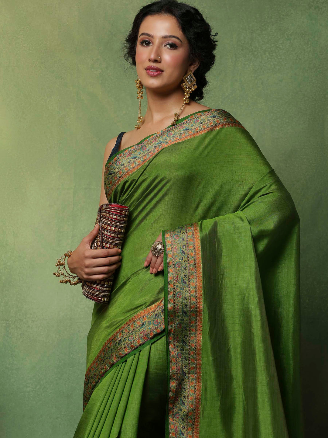 Green Woven Design Art Silk Saree