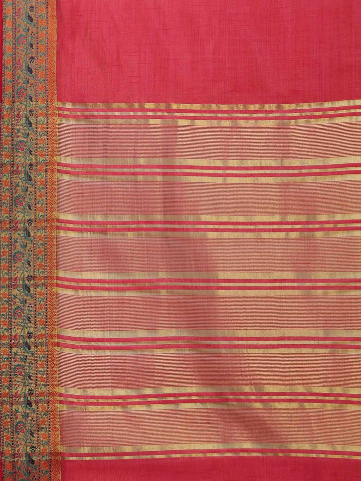 Hot Pink Woven Design Art Silk Saree