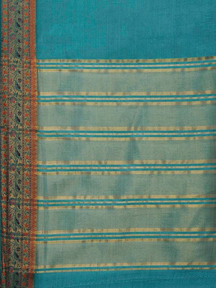Lake Blue Woven Design Art Silk Saree