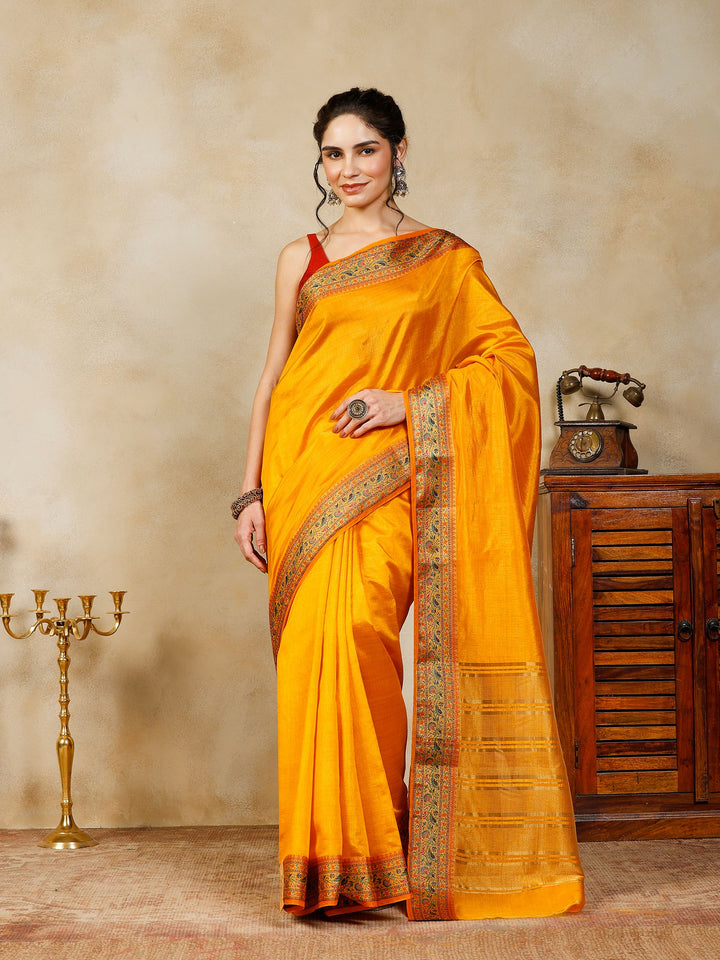 Mustard Woven Design Art Silk Saree