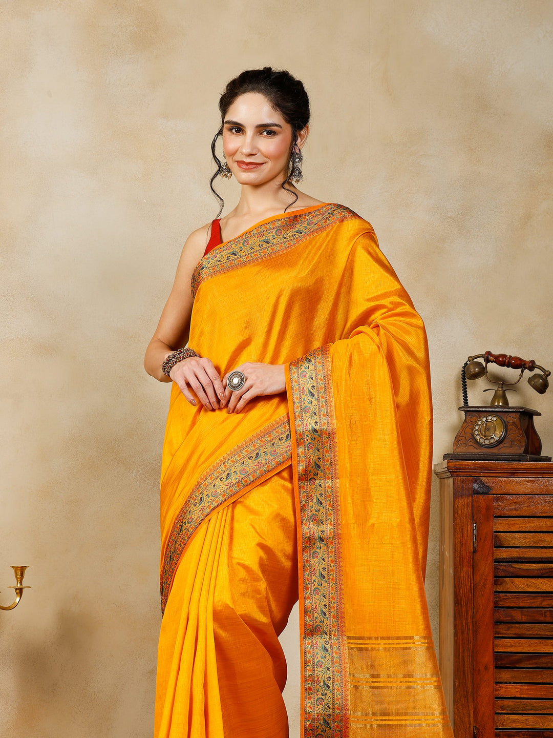 Mustard Woven Design Art Silk Saree