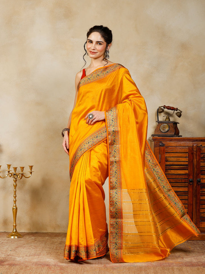 Mustard Woven Design Art Silk Saree