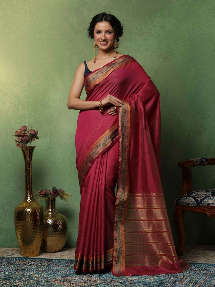 Wine Woven Design Art Silk Saree