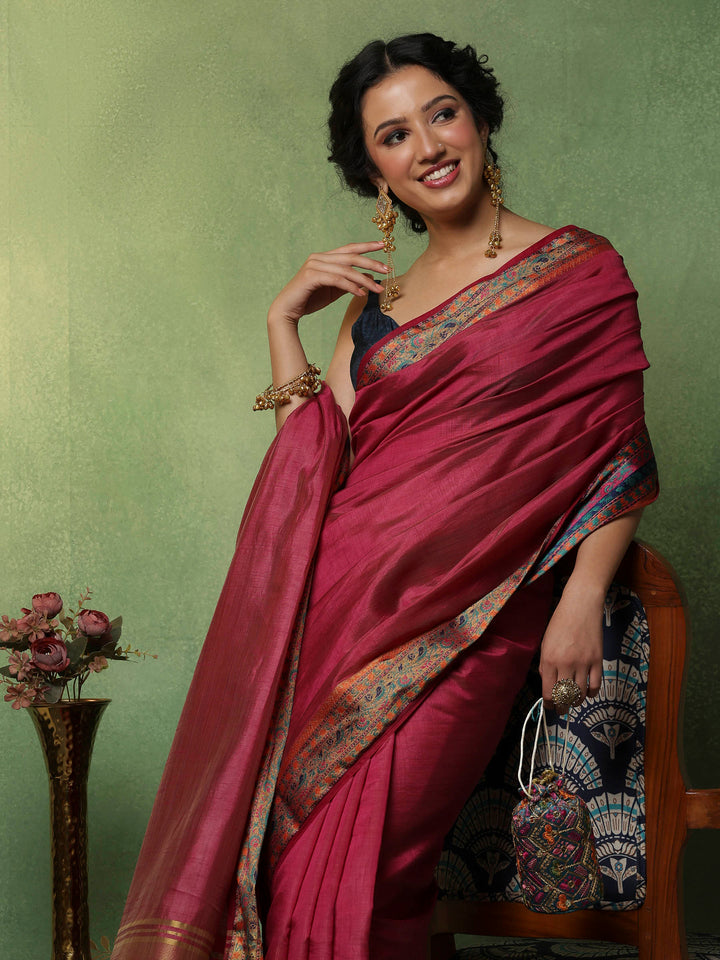 Wine Woven Design Art Silk Saree