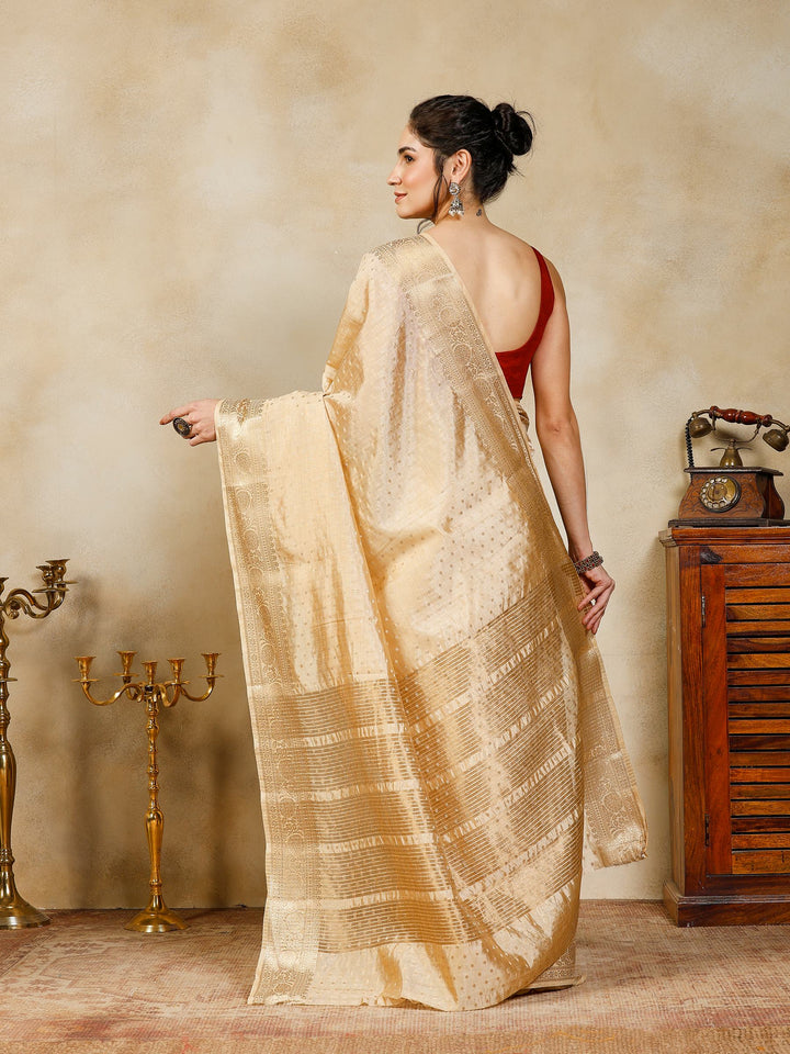 Beige Woven Design Art Silk Saree
