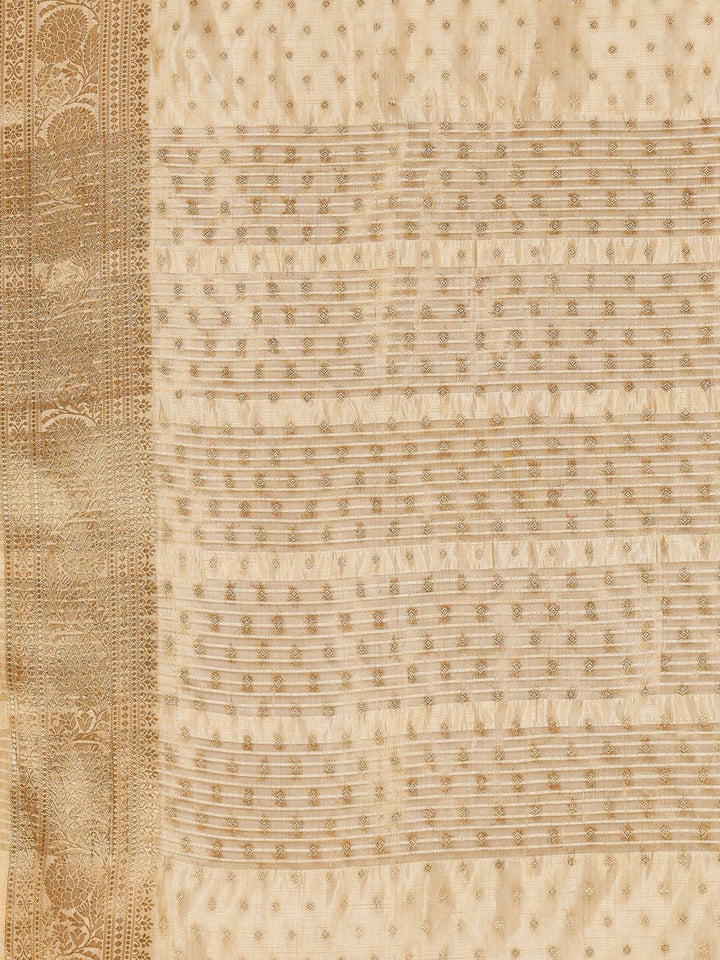 Beige Woven Design Art Silk Saree