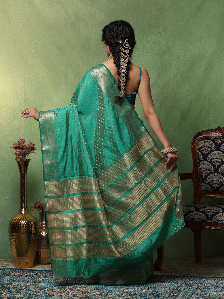 Green Woven Design Art Silk Saree