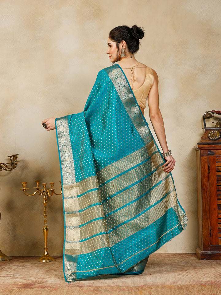 Lake Blue Woven Design Art Silk Saree
